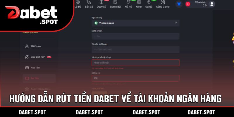 Quy trình rút tiền DABET đơn giản, dễ hiểu